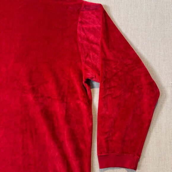 VINTAGE Nike Sweatshirt Mens XL Red Velour Basketball Swoosh Embroidered 90s - Picture 8 of 12